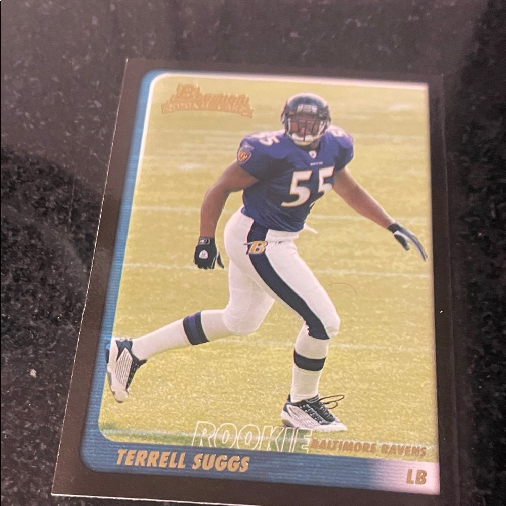 Terrell Suggs Rookie Football Card - Baltimore Ravens Purple/White